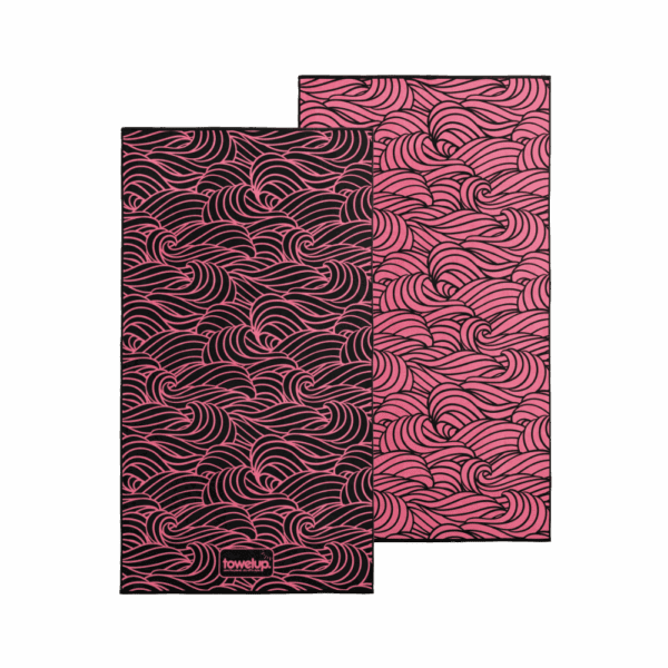 Swell berry eco gym towel Australia – white background, both full sides of towel showing