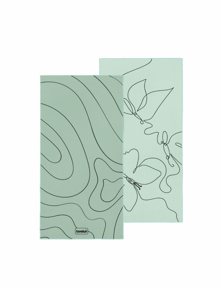 Whispering wings beach towel – white background, both full sides of towel showing