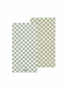Sage escape beach towel – white background, both full sides of towel showing