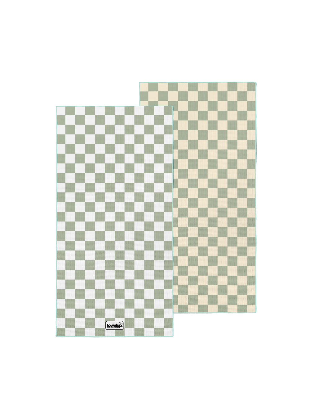 11 Sage escape beach towel – white background, both full sides of towel showing