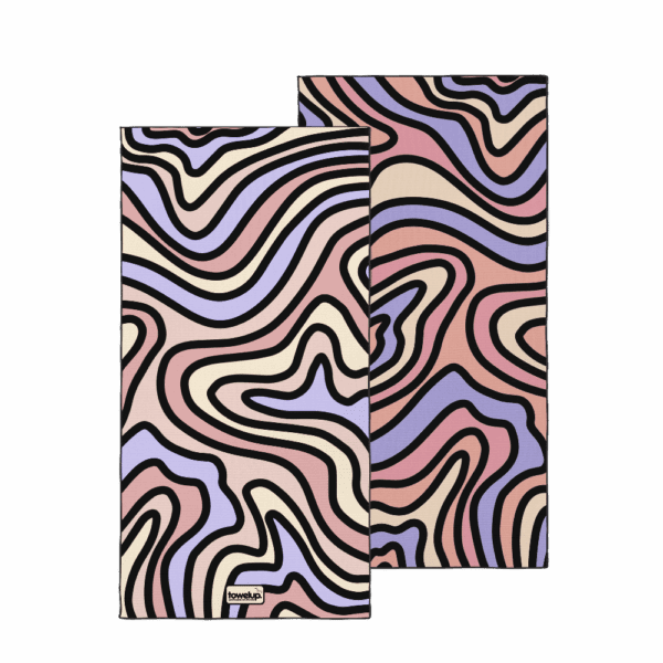 Ocean breeze beach towel – white background, both full sides of towel showing