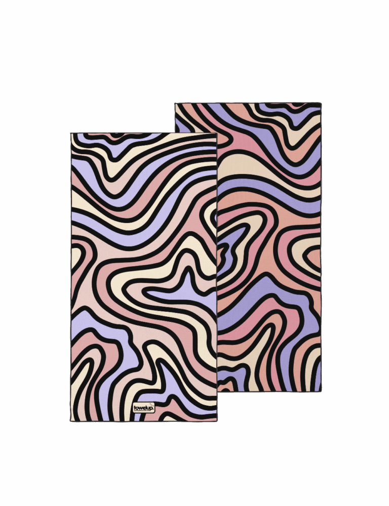 Ocean breeze beach towel – white background, both full sides of towel showing