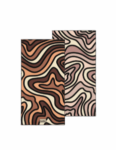 Latte lounge beach towel – white background, both full sides of towel showing