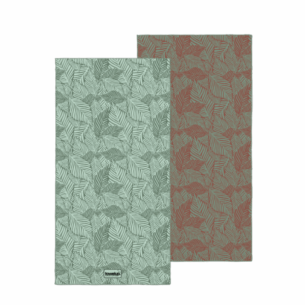 Forest sanctuary beach towel – white background, both full sides of towel showing