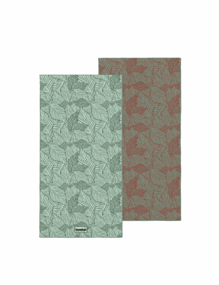 Forest sanctuary beach towel – white background, both full sides of towel showing