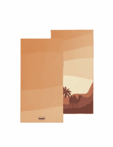 Sahara sunset beach towel – white background, both full sides of towel showing