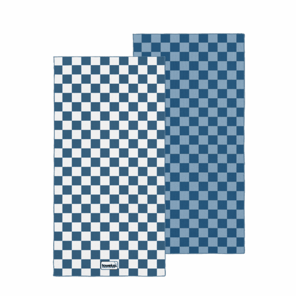 Ocean escape beach towel – white background, both full sides of towel showing