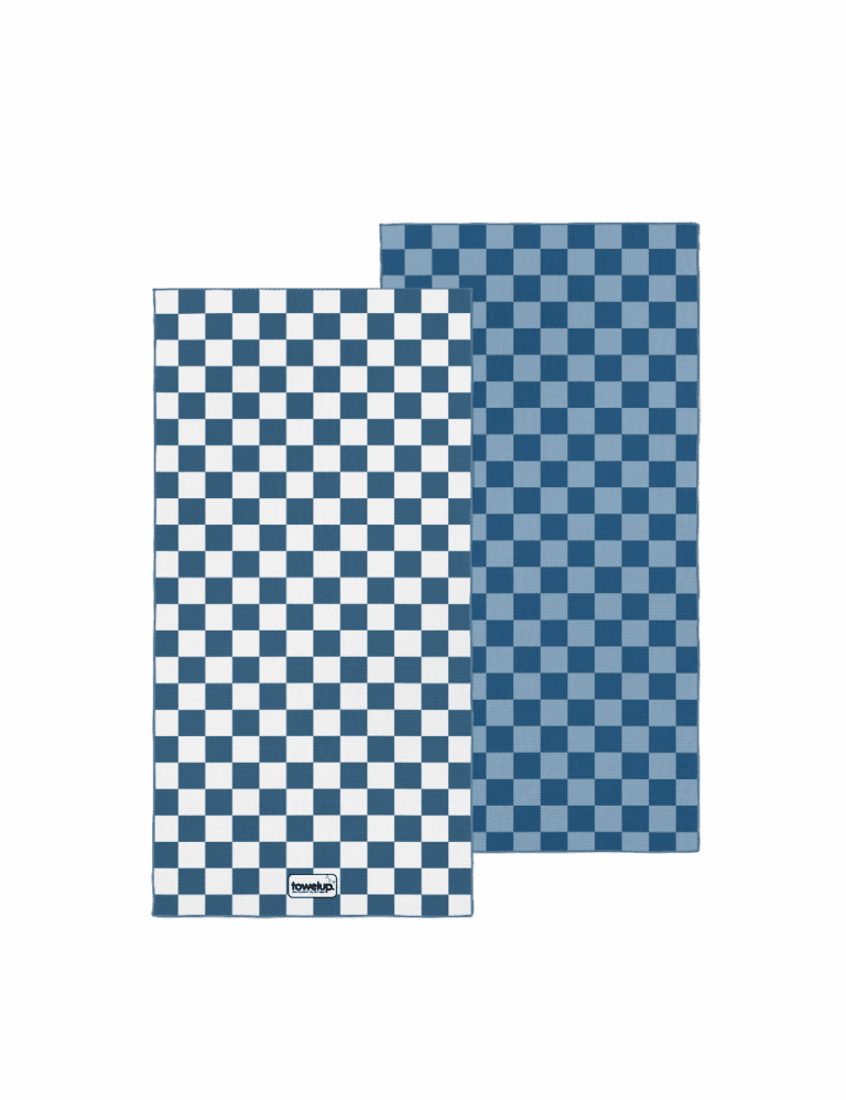 Ocean escape beach towel – white background, both full sides of towel showing