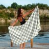 Beach towel being showcased by model