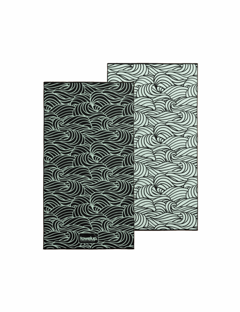 Swell mint eco gym towel Australia – white background, both full sides of towel showing