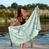 Beach towel being showcased by model