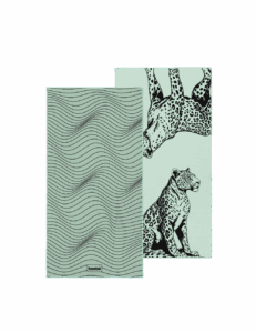 Wild harmony beach towel – white background, both full sides of towel showing