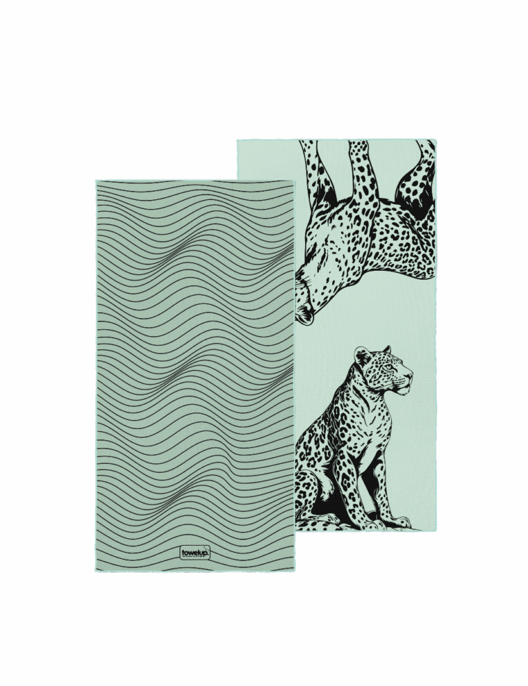 Wild harmony beach towel – white background, both full sides of towel showing