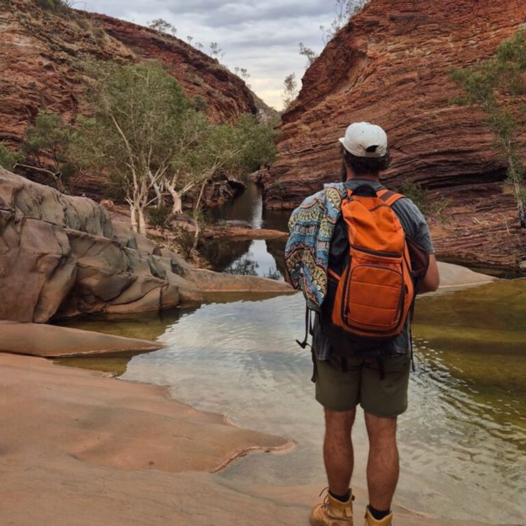 Travel towel with a scenic backdrop